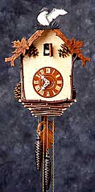 Handmade Adirondack birch bark and twig mantle, Cuckoo and Grandfather clocks